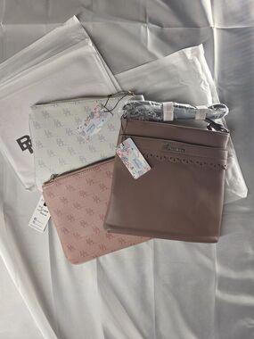Brentano Bundle - Mauve Crossbody, Pink and White Travel Pouches